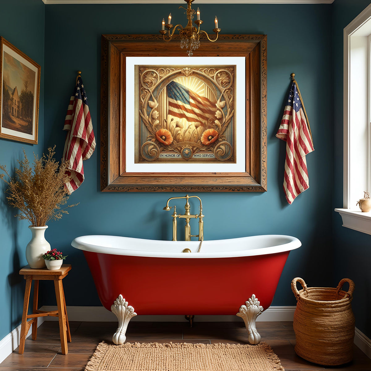 Art Nouveau Veterans Day Flag Print: Patriotic American Decor (Digital Download)