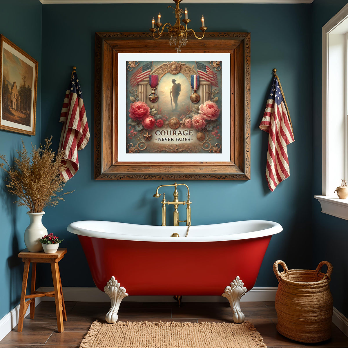 Courage Never Fades Veterans Day Print: Patriotic Soldier Wall Art (Digital Download)