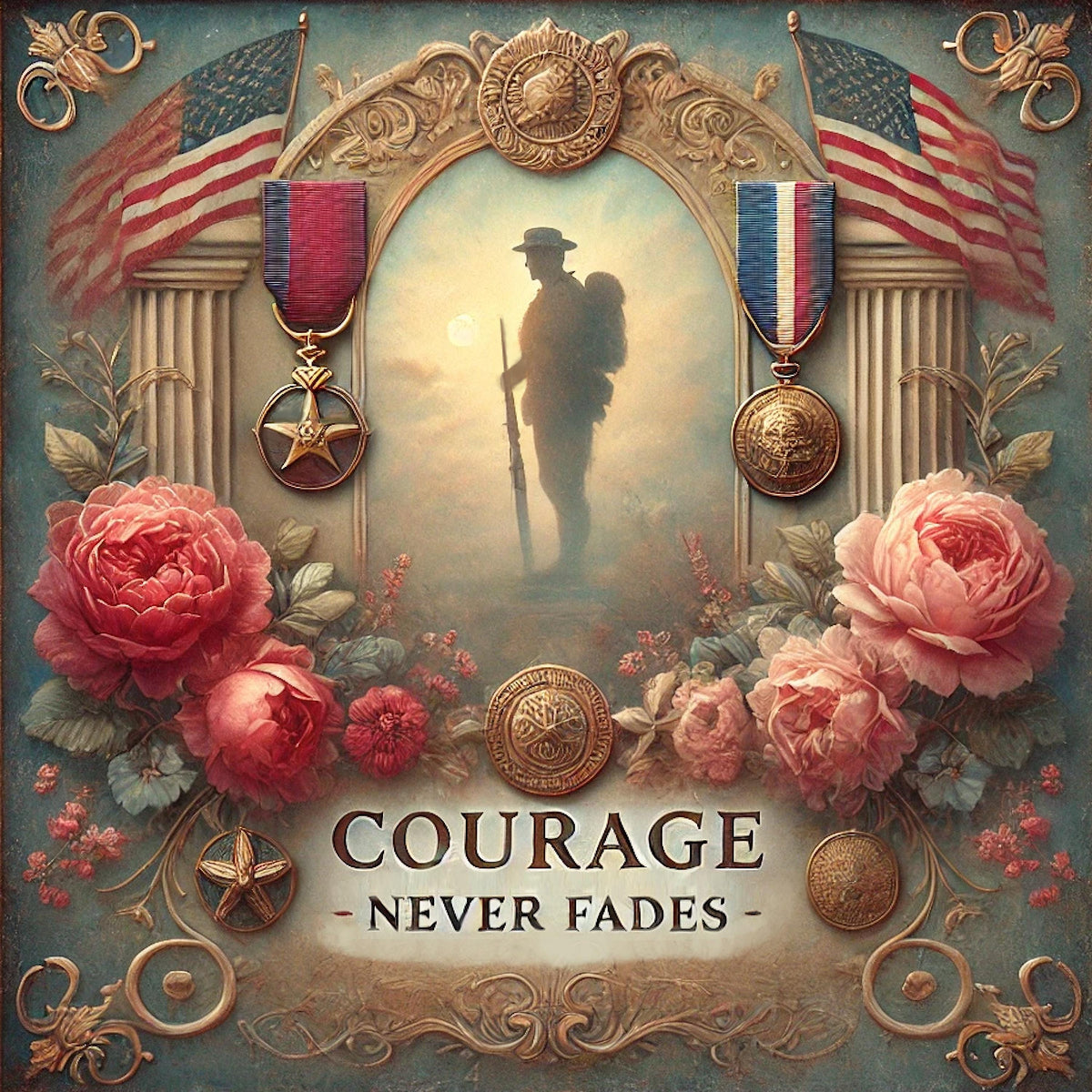 Courage Never Fades Veterans Day Print: Patriotic Soldier Wall Art (Digital Download)