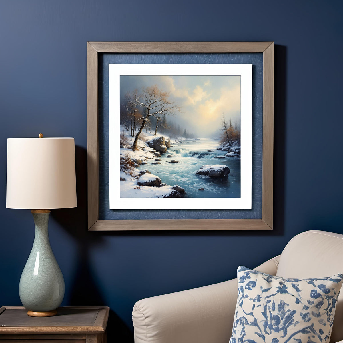 Snowy River Landscape Art Print: Golden Light Winter Scene (Digital Download)