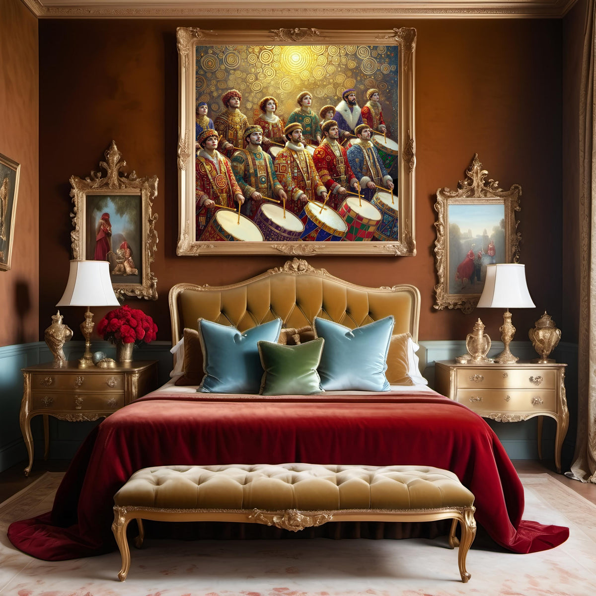 Twelve Drummers Drumming Art Print: Jeweled Art Nouveau Christmas Decor (Digital Download)