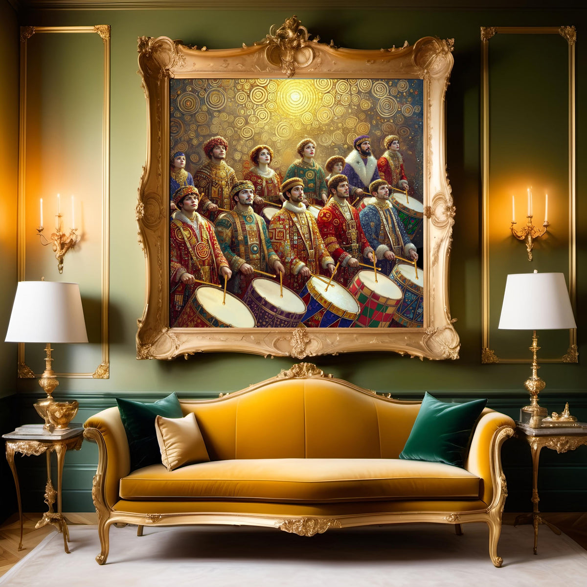 Twelve Drummers Drumming Art Print: Jeweled Art Nouveau Christmas Decor (Digital Download)