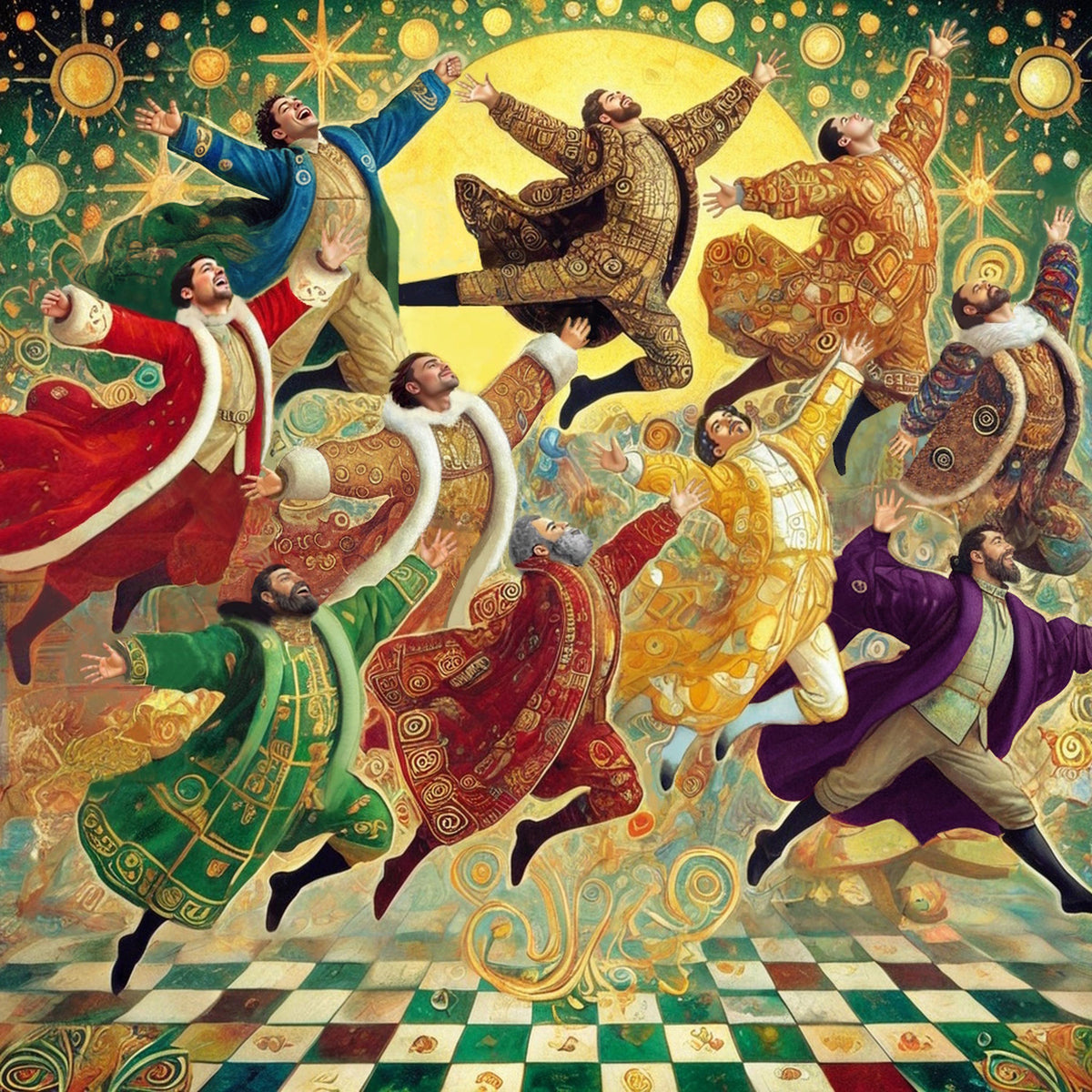 Ten Lords a Leaping Art Nouveau Christmas Print (Digital Download)