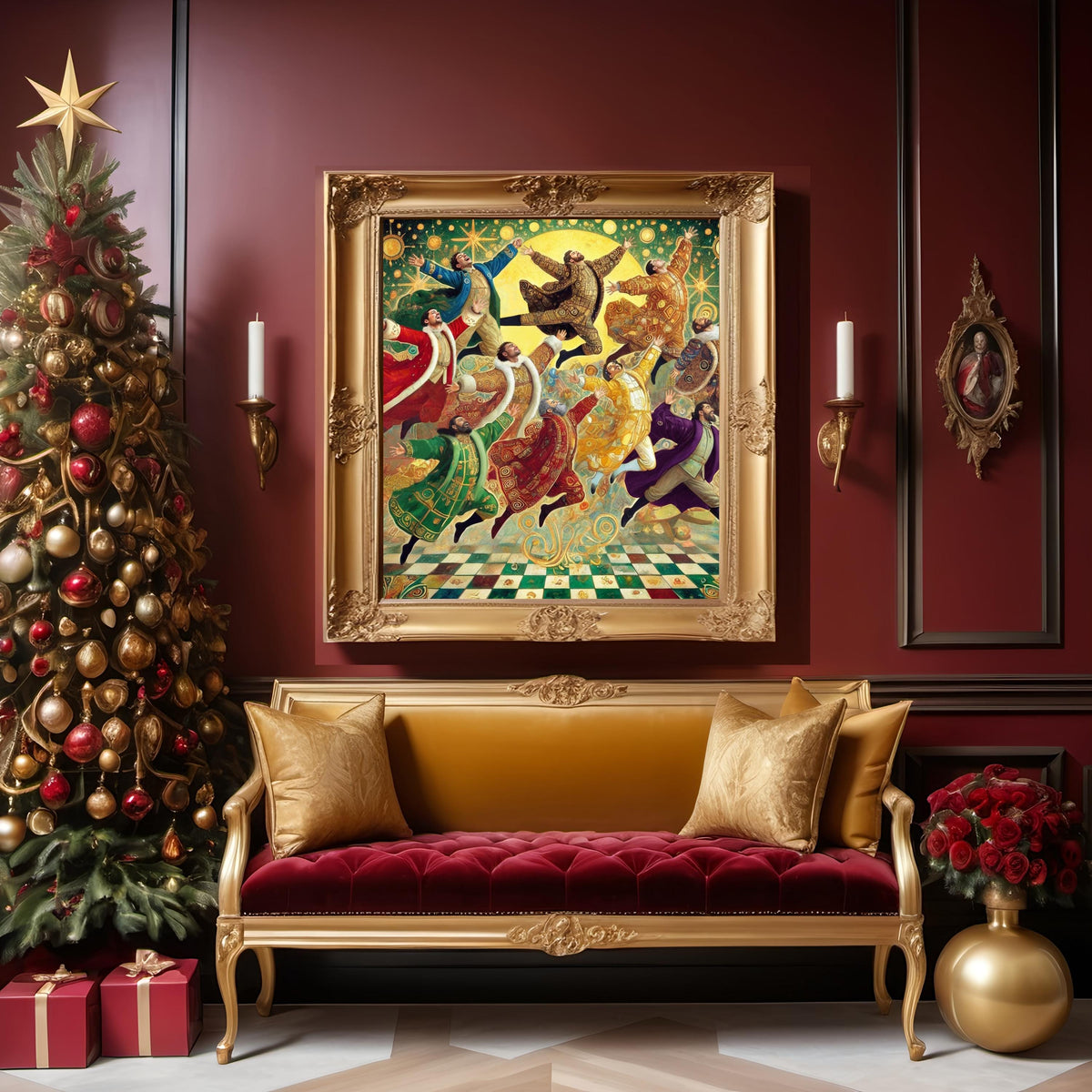 Ten Lords a Leaping Art Nouveau Christmas Print (Digital Download)