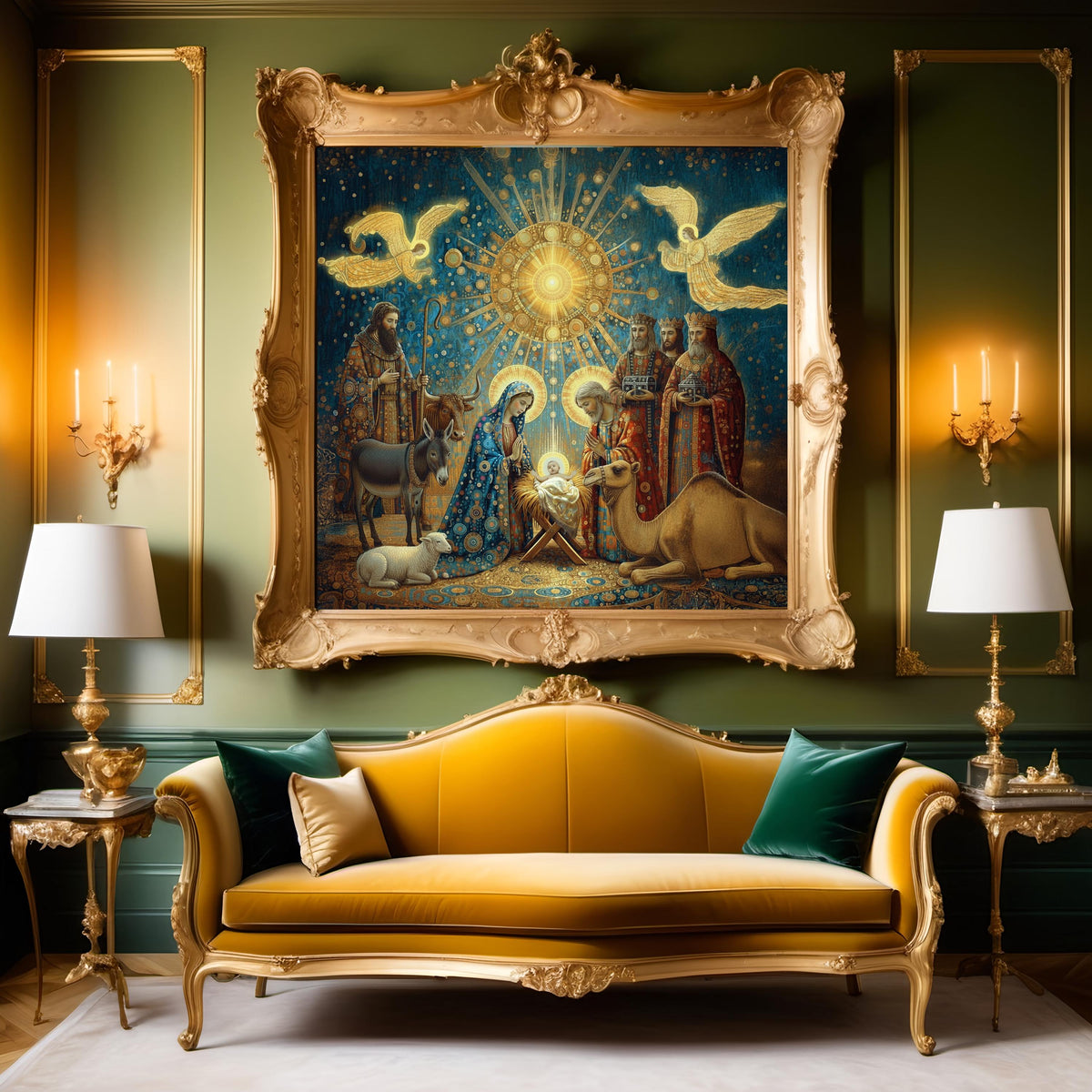 Celestial Nativity Art Print: Vintage Holy Family Christmas Decor (Digital Download)