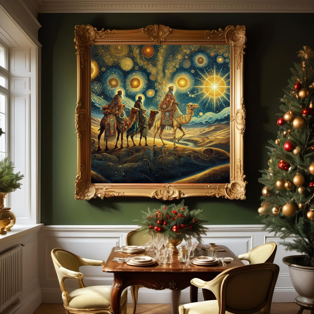 Three Wise Men Nativity Art Print, Vintage Oil Painting Style (Digital Download)