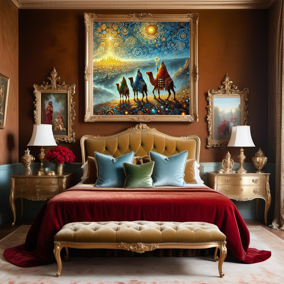 Three Kings Night Journey Print | Vintage Nativity Scene (Digital Download)
