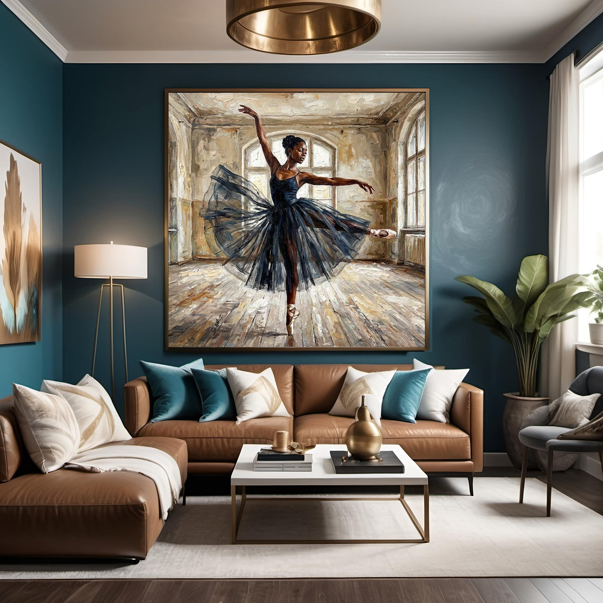 Vintage Ballerina Oil Painting: Elegant Black Tutu, Ballet Studio Art (Digital Download)