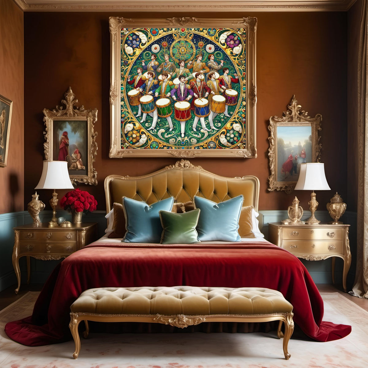 Twelve Drummers Drumming Art Print: Klimt Inspired Christmas Mosaic (Digital Download)