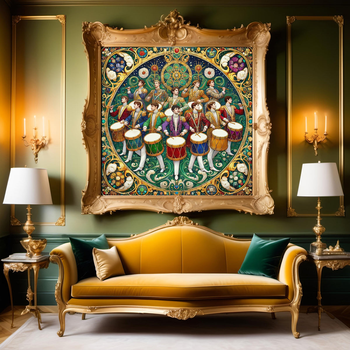 Twelve Drummers Drumming Art Print: Klimt Inspired Christmas Mosaic (Digital Download)