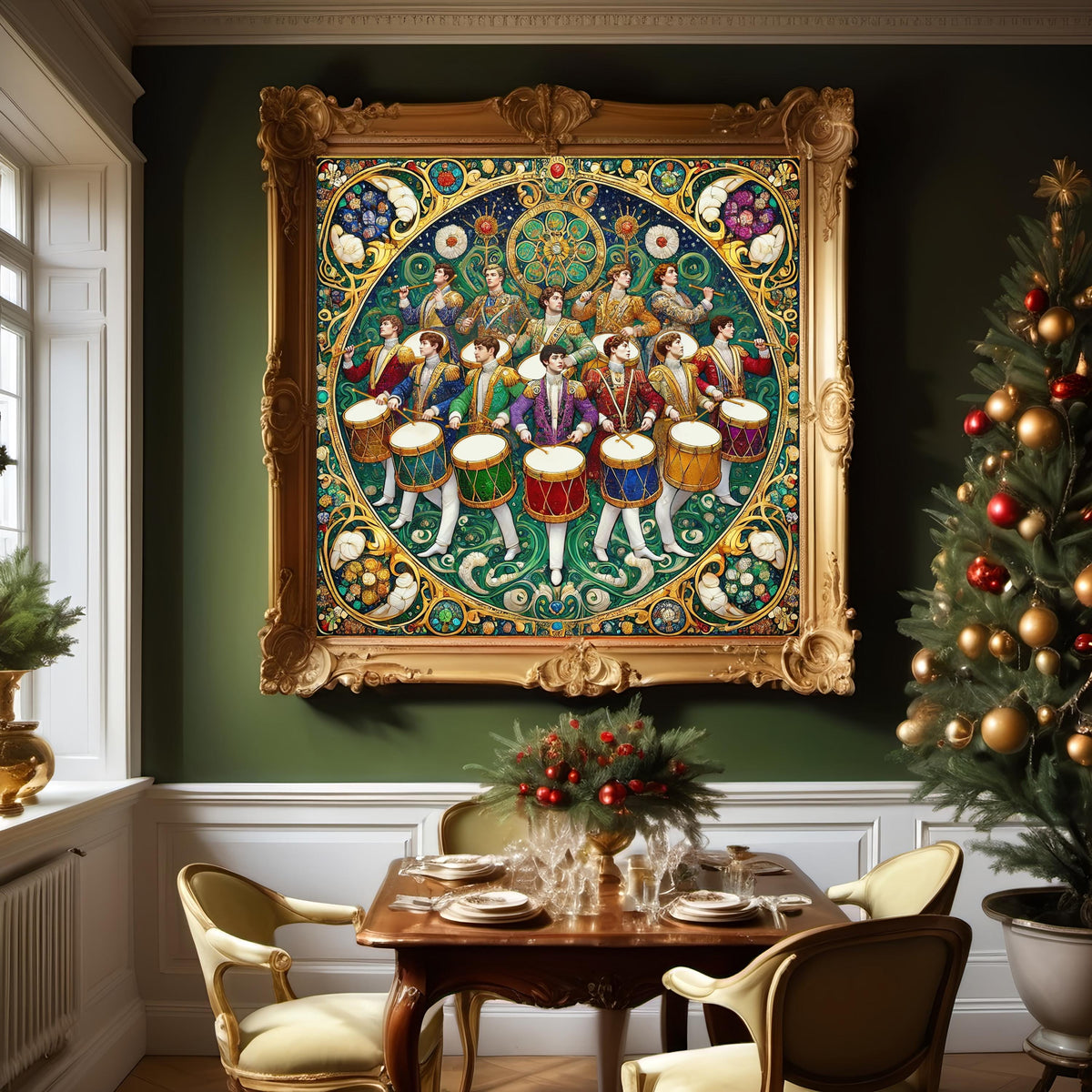 Twelve Drummers Drumming Art Print: Klimt Inspired Christmas Mosaic (Digital Download)