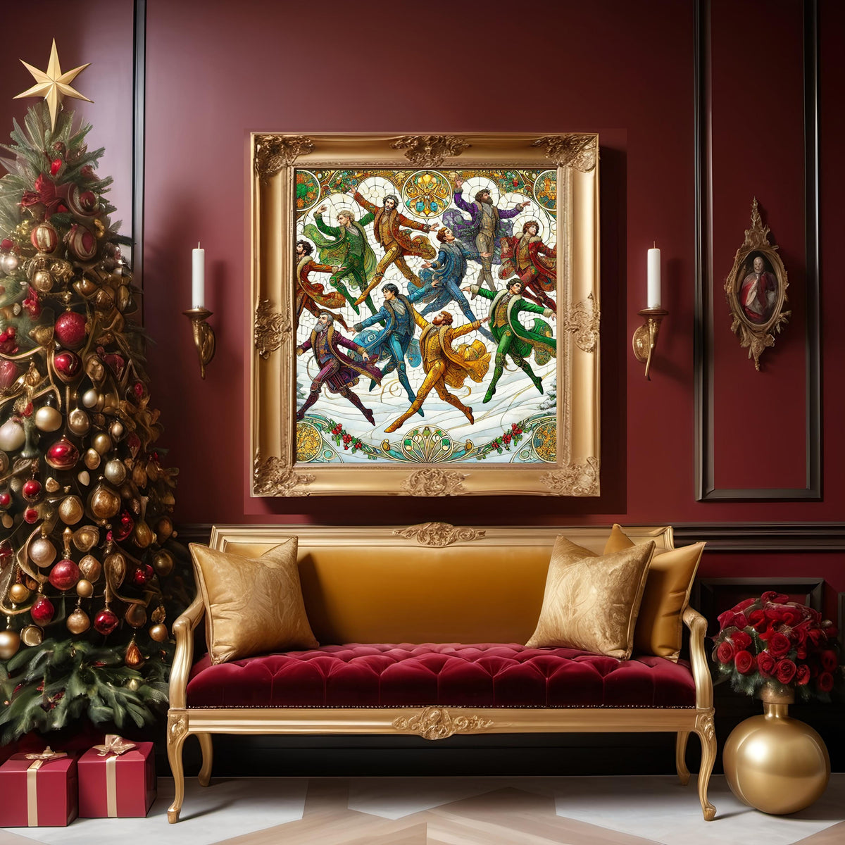 Ten Lords a Leaping Art Print: Klimt Inspired Christmas Mosaic (Digital Download)