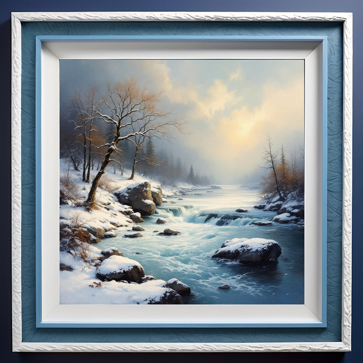 Snowy River Landscape Art Print: Golden Light Winter Scene (Digital Download)