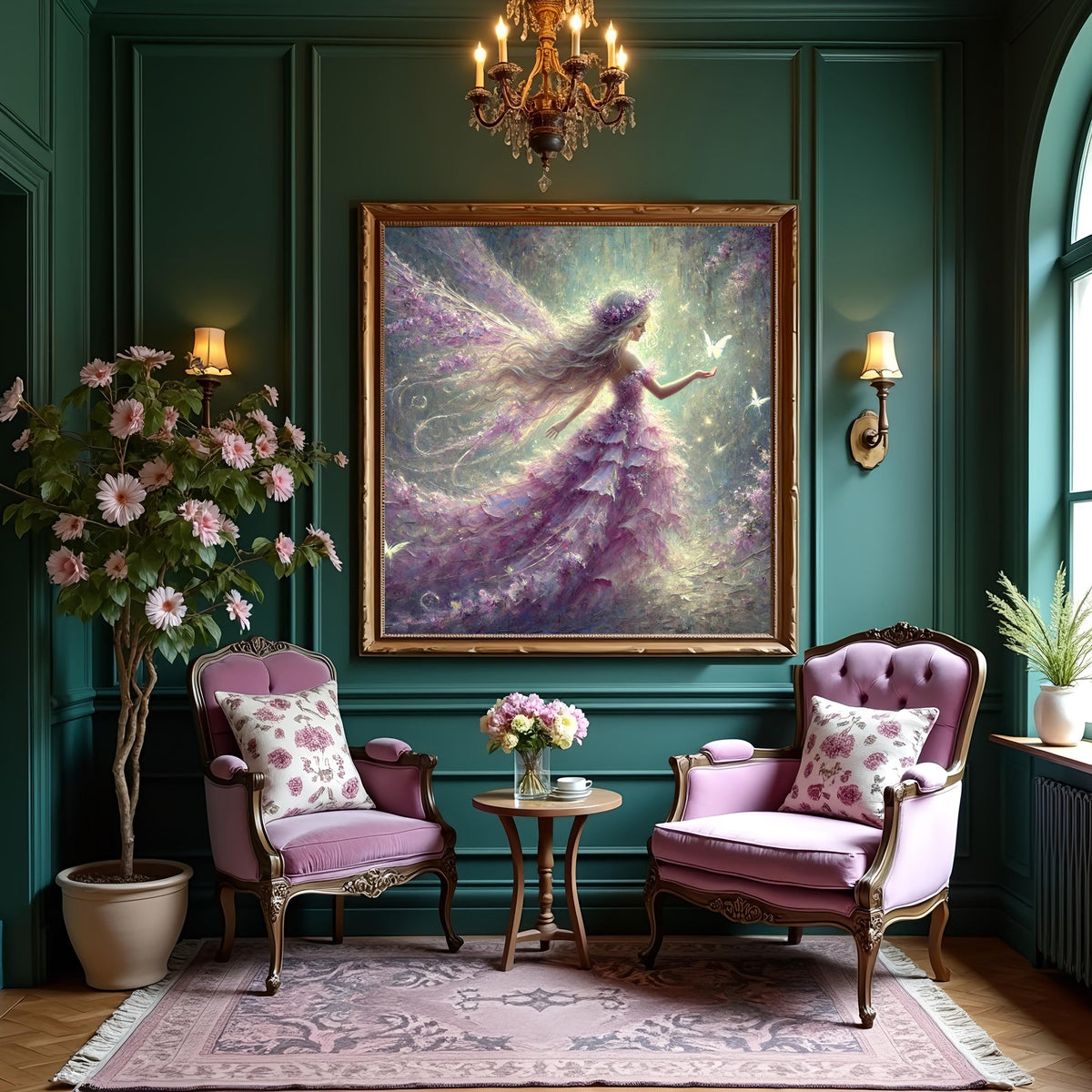Lavender Light Fairy with Butterflies Art Print: Enchanted Fantasy Wall Decor (Digital Download)