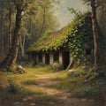 The Ivy Cottage Art Print: Enchanted Abandoned House in the Woods (Digital Download)