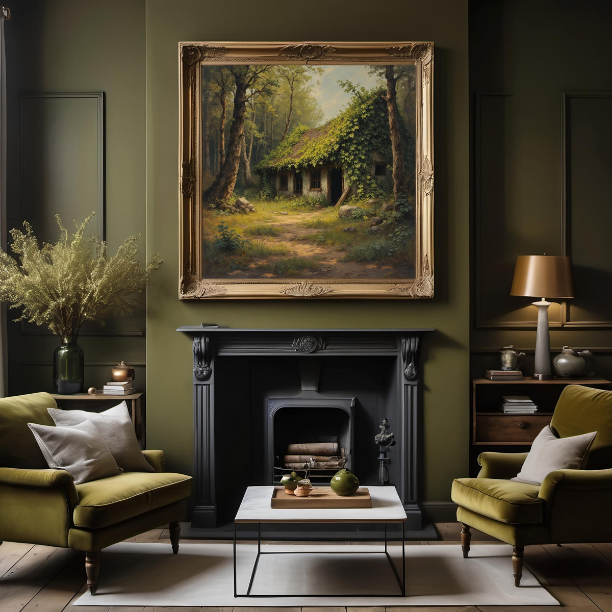 The Ivy Cottage Art Print: Enchanted Abandoned House in the Woods (Digital Download)