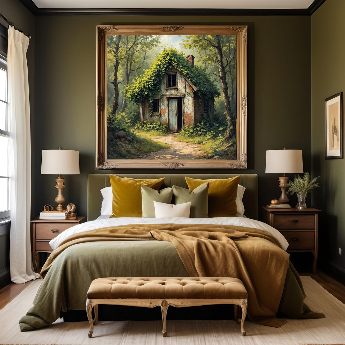 Whispering Woods Cottage Art Print: Enchanted Abandoned Forest House Painting (Digital Download)