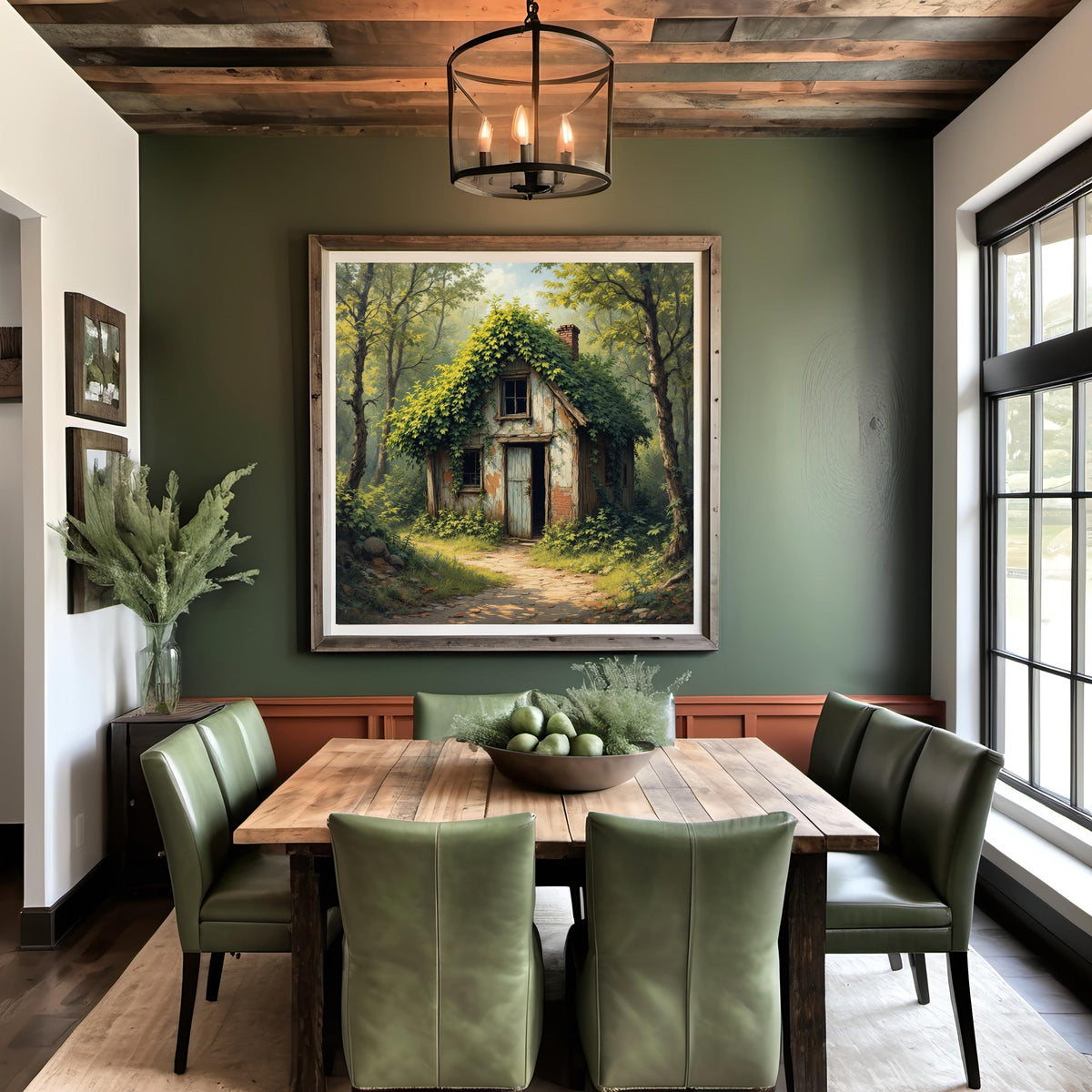 Whispering Woods Cottage Art Print: Enchanted Abandoned Forest House Painting (Digital Download)