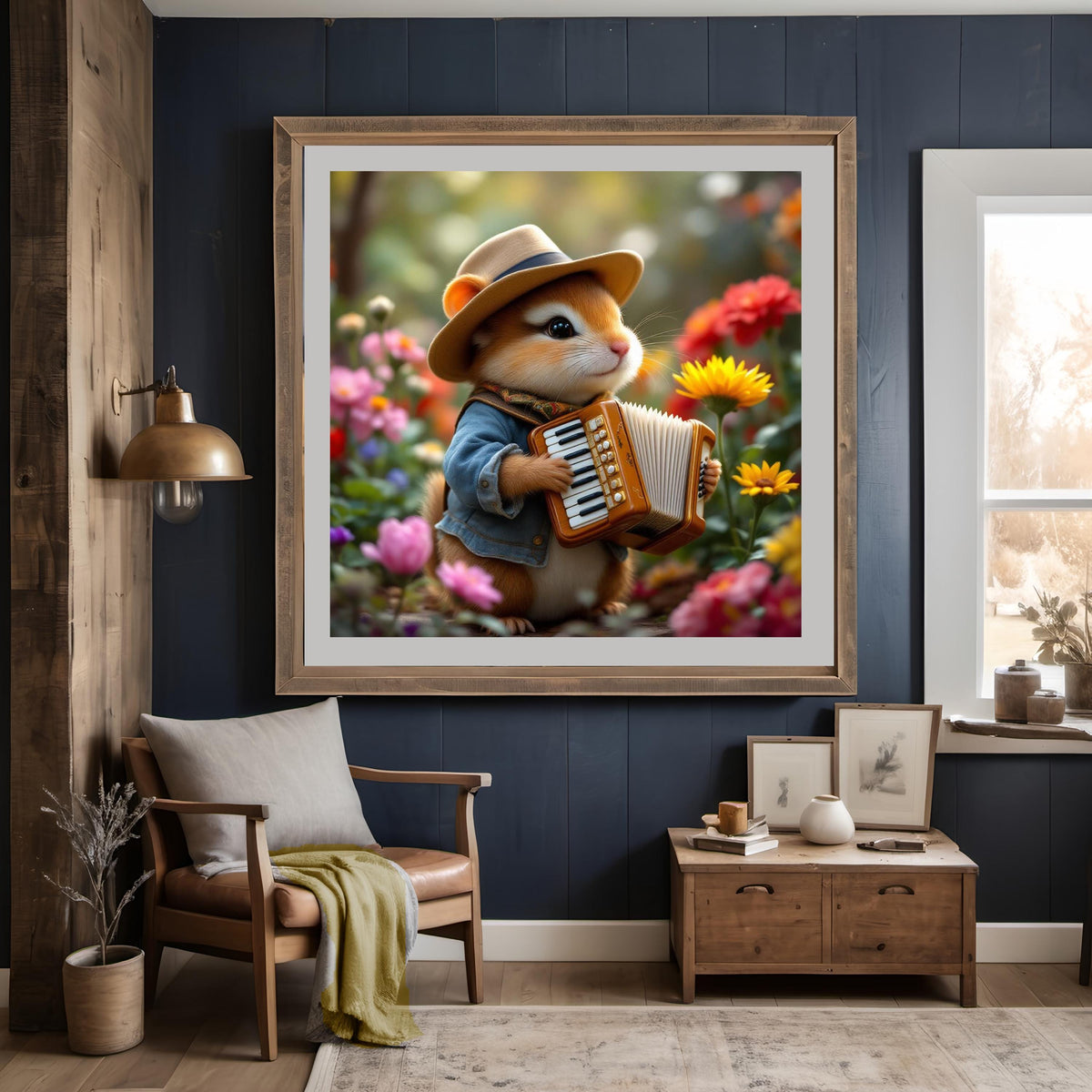 Whimsical Hamster Art Print: Musician Playing Accordion (Digital Download)