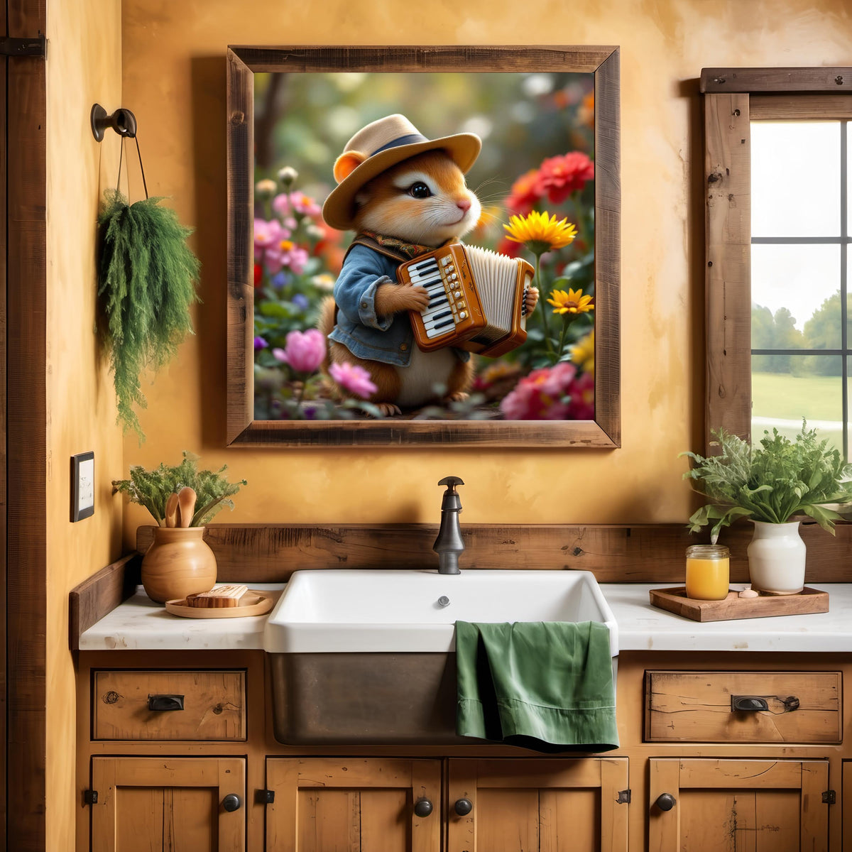 Whimsical Hamster Art Print: Musician Playing Accordion (Digital Download)