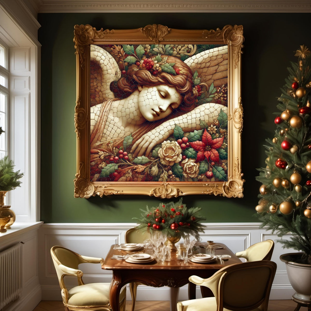 PlaceholderVintage Christmas Angel Mosaic Print: Serene Holiday Angel Wall Art (Digital Download)