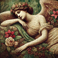Tranquil Angel Mosaic Print: Old World Winter Angel Wall Art Digital Download