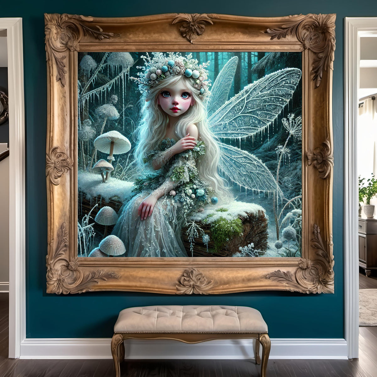 Wild Winter Ice Fairy Art: Enchanted Frost Fairy Wall Decor Fantasy Digital Art (Digital Download)