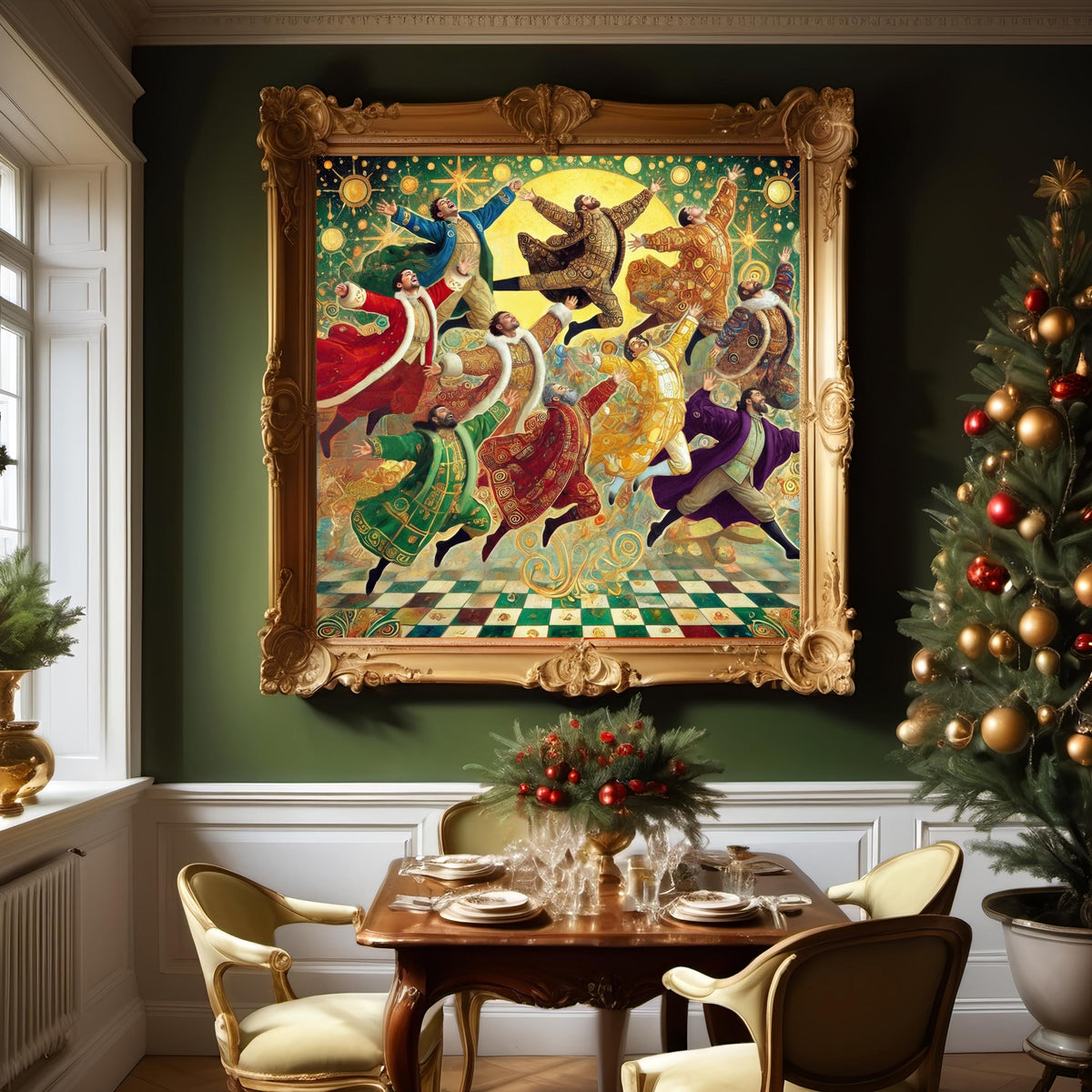 Ten Lords a Leaping Art Nouveau Christmas Print (Digital Download)