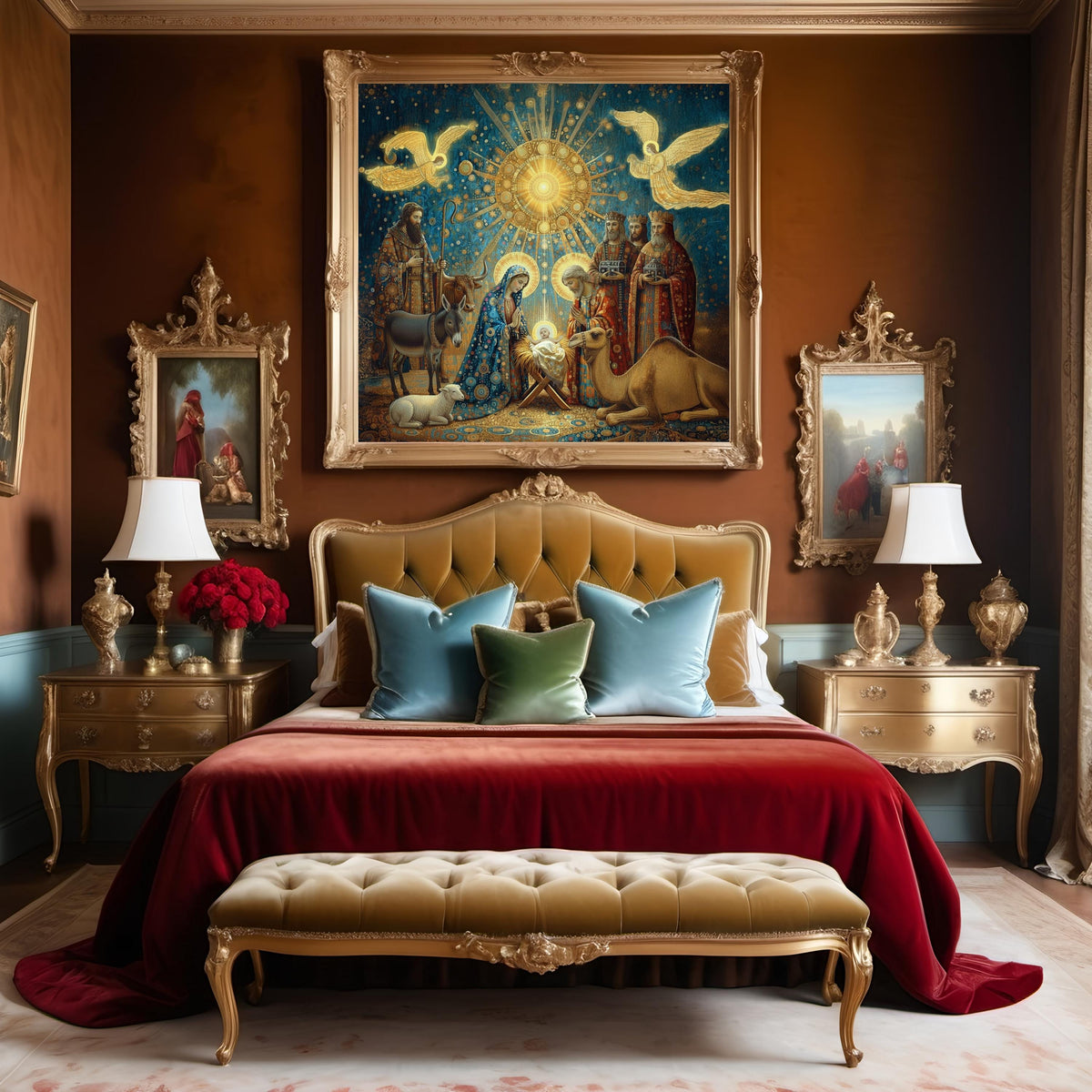 Celestial Nativity Art Print: Vintage Holy Family Christmas Decor (Digital Download)