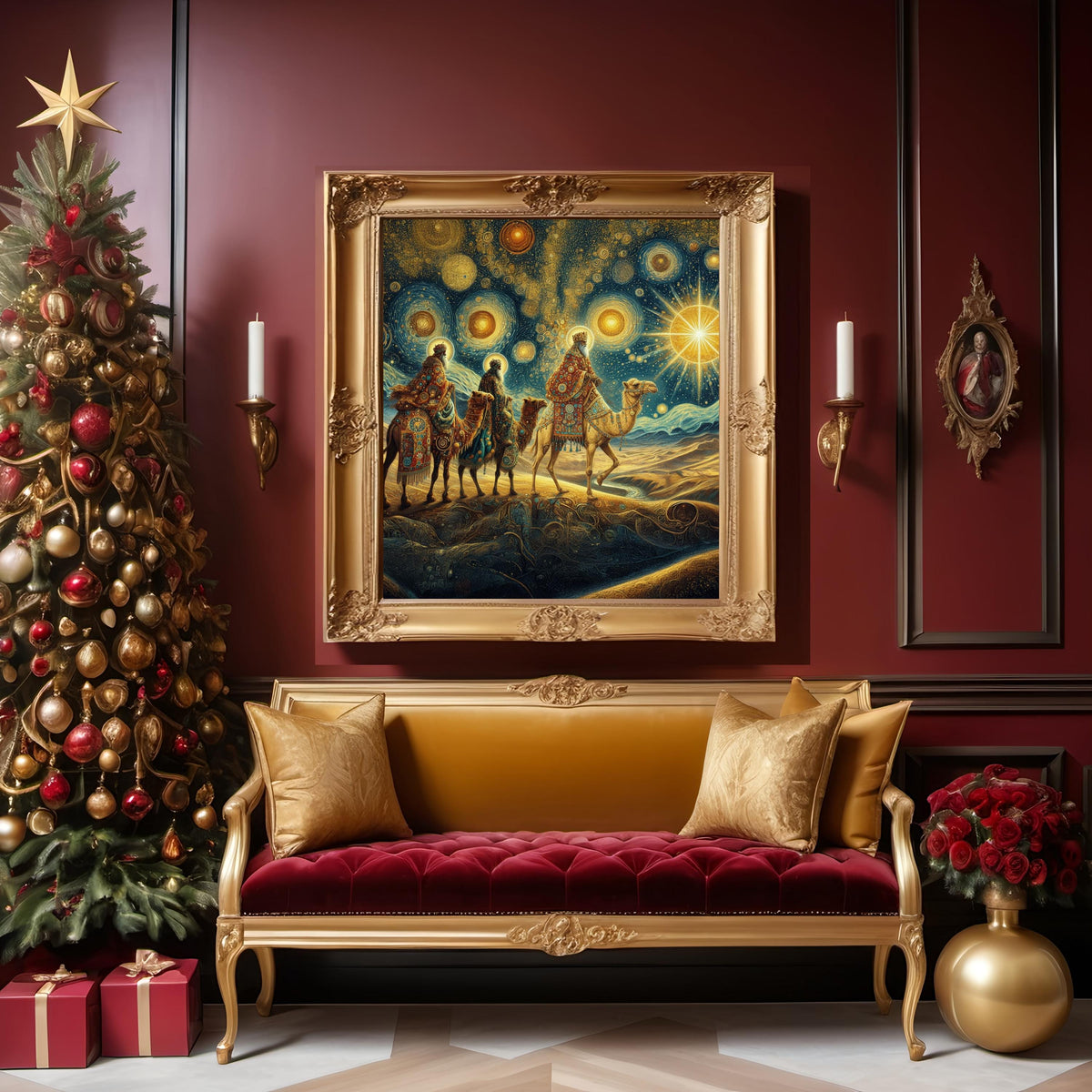 Three Wise Men Nativity Art Print, Vintage Oil Painting Style (Digital Download)