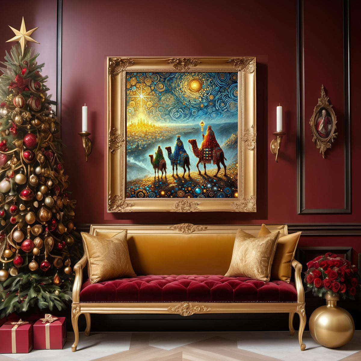 Three Kings Night Journey Print | Vintage Nativity Scene (Digital Download)