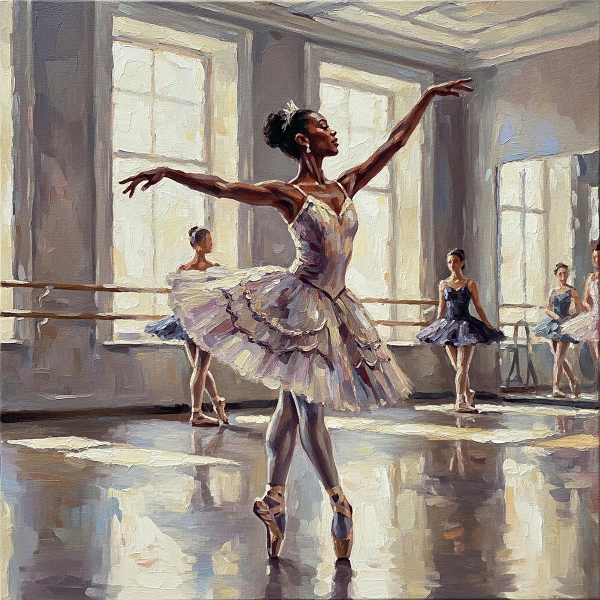 Vintage Ballerina Oil Painting Print: Elegant Ballet Studio Wall Decor (Digital Download)