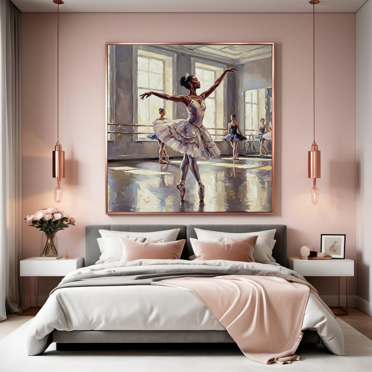 Vintage Ballerina Oil Painting Print: Elegant Ballet Studio Wall Decor (Digital Download)