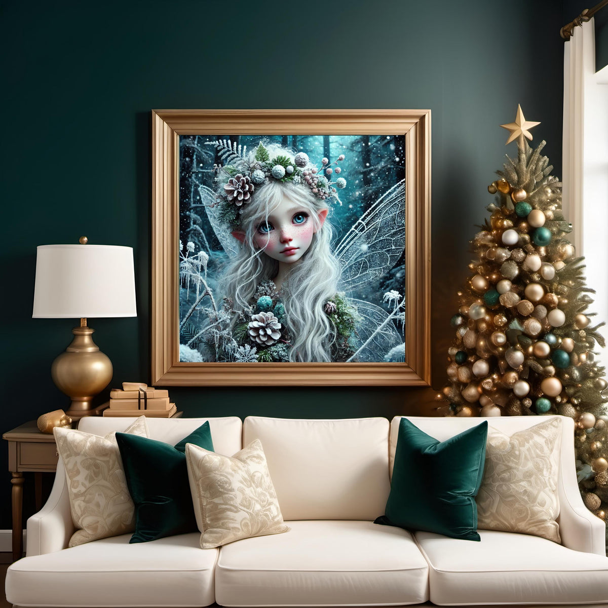 Wild Ice Fairy Enchanted Winter Forest Oil Painting Fantasy Art Nursery Decor Whimsical Fairytale Digital Art (Instant Download)