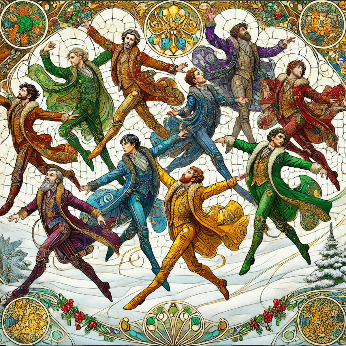 Ten Lords a Leaping Art Print: Klimt Inspired Christmas Mosaic (Digital Download)