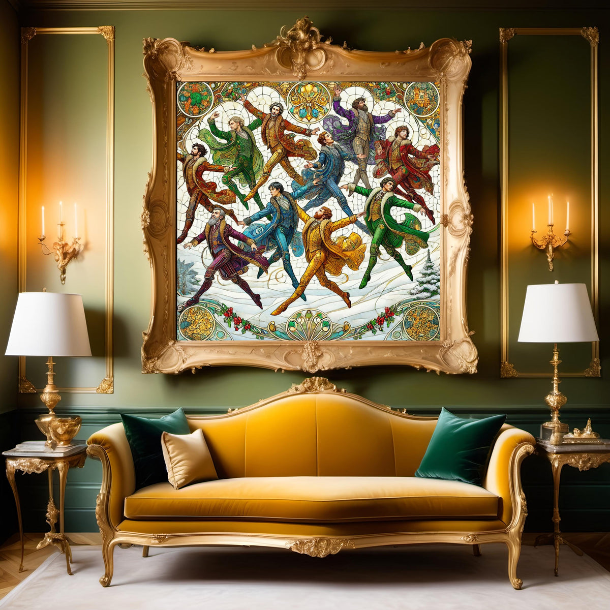 Ten Lords a Leaping Art Print: Klimt Inspired Christmas Mosaic (Digital Download)