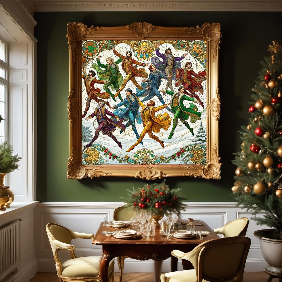 Ten Lords a Leaping Art Print: Klimt Inspired Christmas Mosaic (Digital Download)