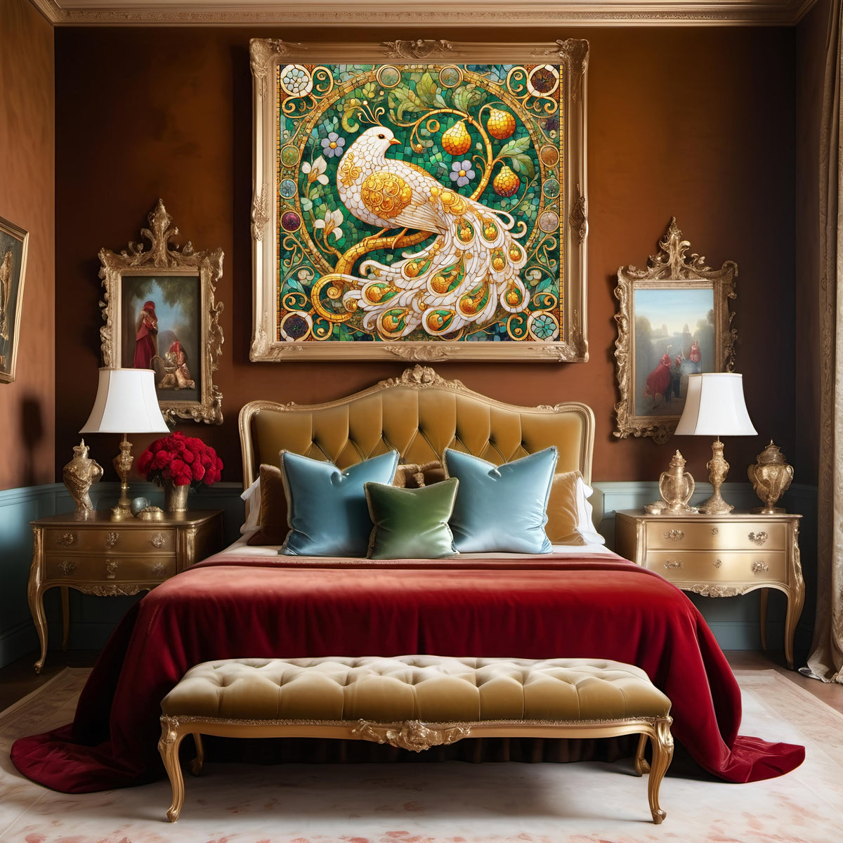 Partridge in a Pear Tree Stained Glass Art Print (Digital Download)