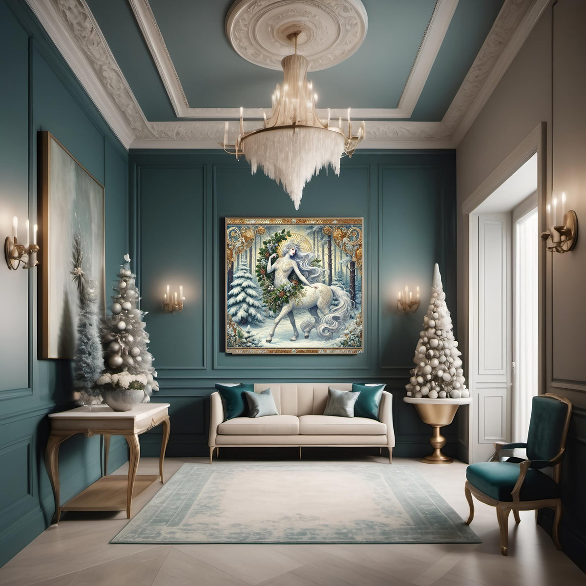 Winter Forest Centaur Wall Art Digital Download Ethereal Mythical Creature Vintage Fantasy Home Decor