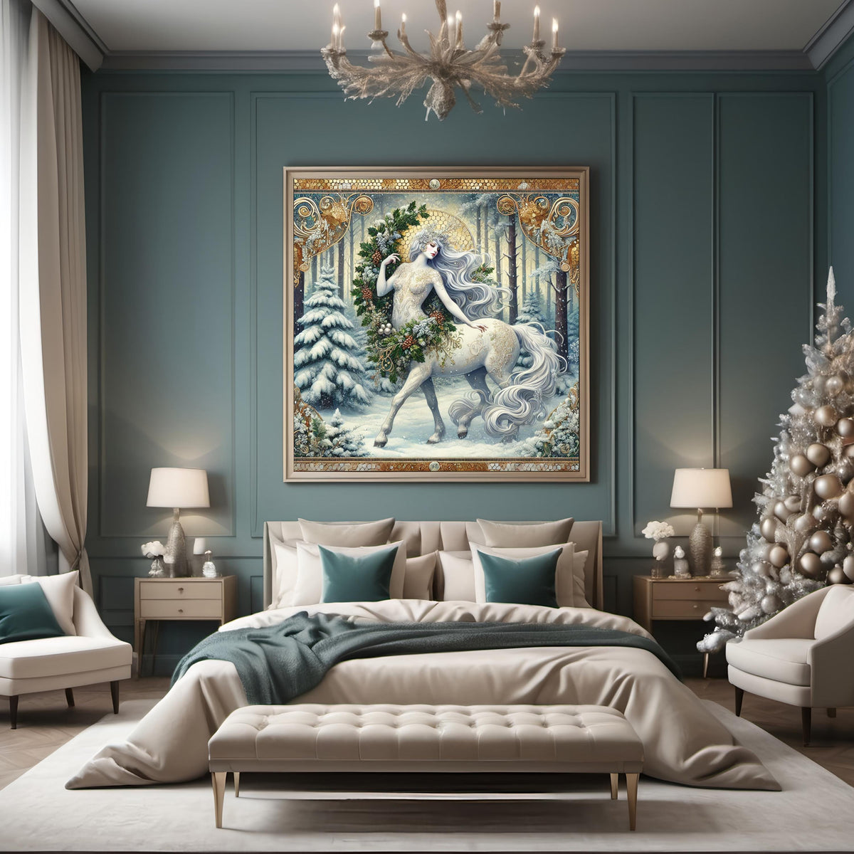Winter Forest Centaur Wall Art Digital Download Ethereal Mythical Creature Vintage Fantasy Home Decor
