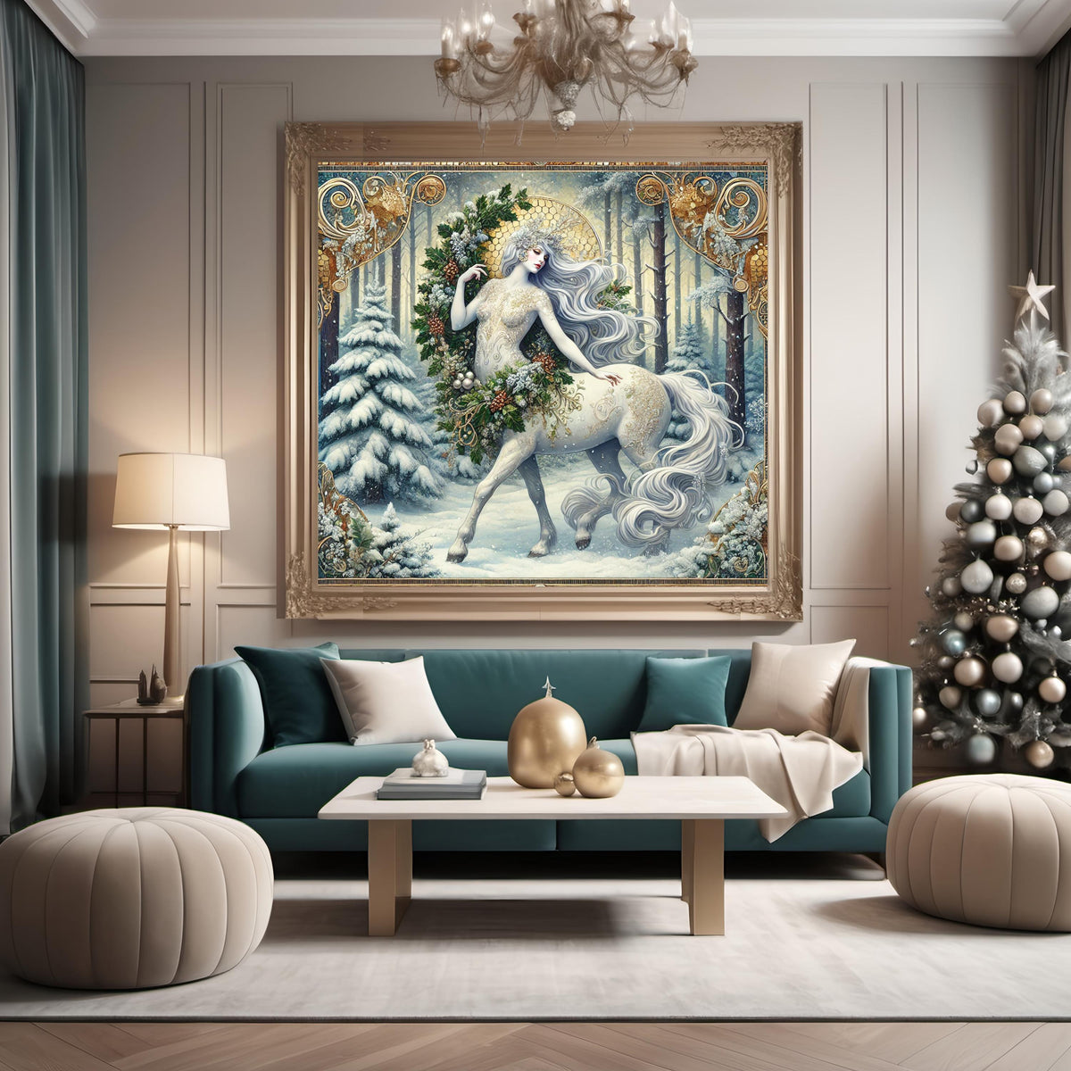 Winter Forest Centaur Wall Art Digital Download Ethereal Mythical Creature Vintage Fantasy Home Decor