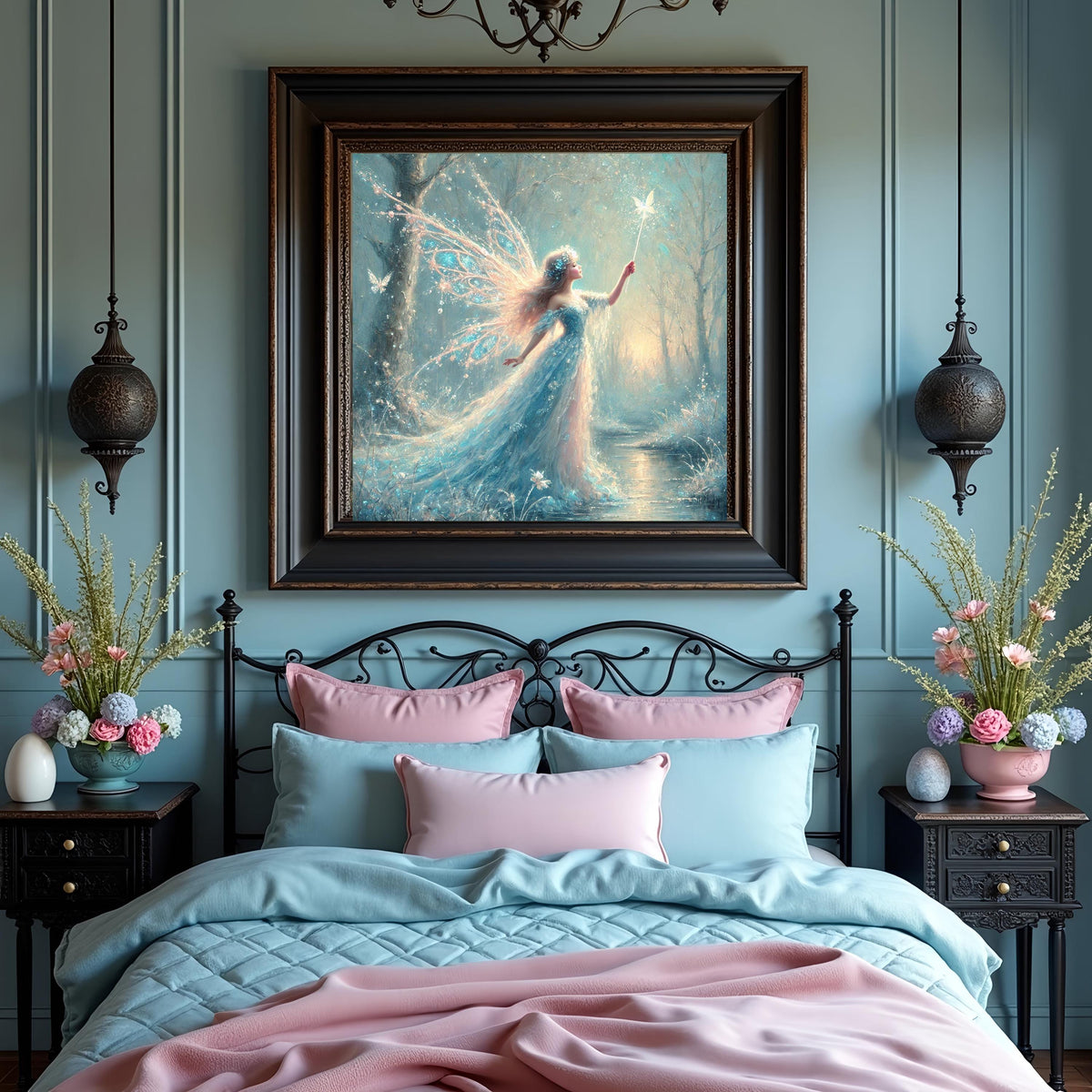 Winter Butterfly Fairy Art Print: Enchanted Moonlit Fantasy Wall Decor (Digital Download)