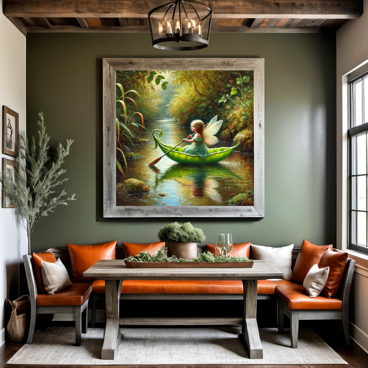 Pixie in a Pea Pod Canoe Art Print: Whimsical Fairy Tale Wall Decor (Digital Download)