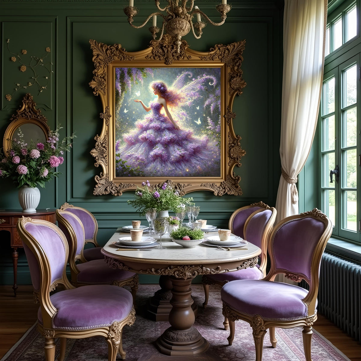 Lavender Butterfly Fairy Art Print: Enchanted Garden Fantasy Wall Decor (Digital Download)