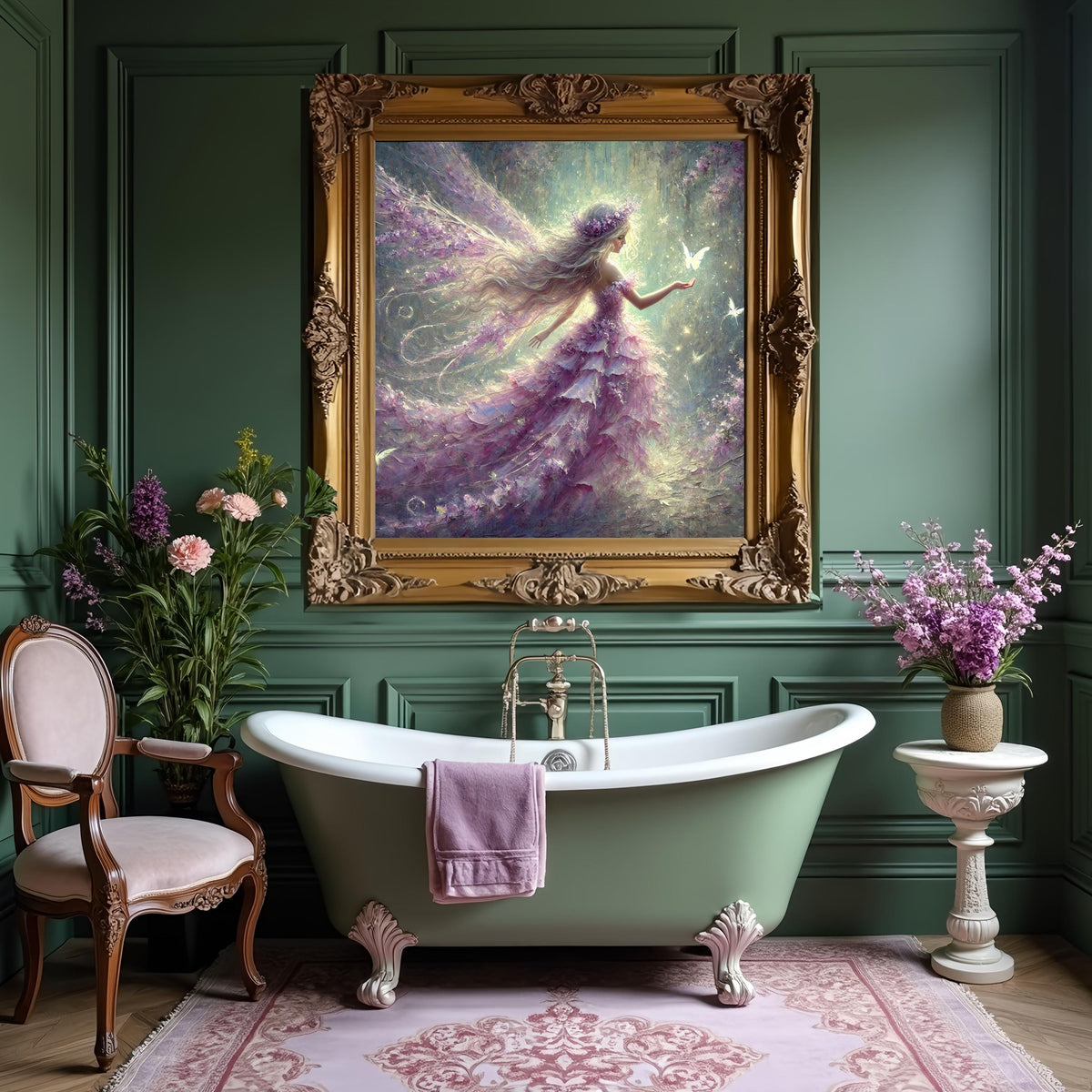 Lavender Light Fairy with Butterflies Art Print: Enchanted Fantasy Wall Decor (Digital Download)