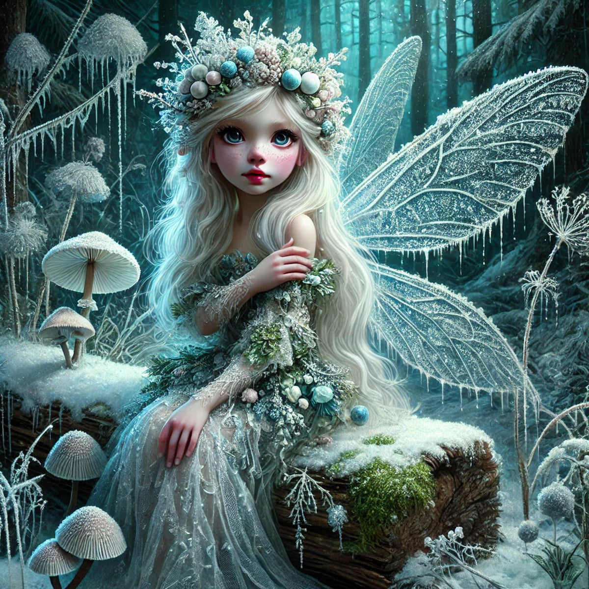 Wild Winter Ice Fairy Art: Enchanted Frost Fairy Wall Decor Fantasy Digital Art (Digital Download)