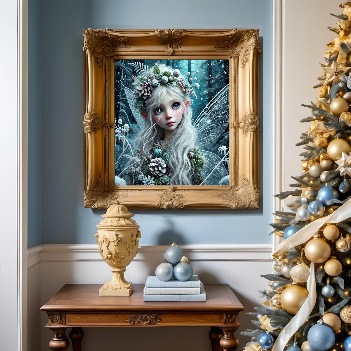 Wild Ice Fairy Enchanted Winter Forest Oil Painting Fantasy Art Nursery Decor Whimsical Fairytale Digital Art (Instant Download)