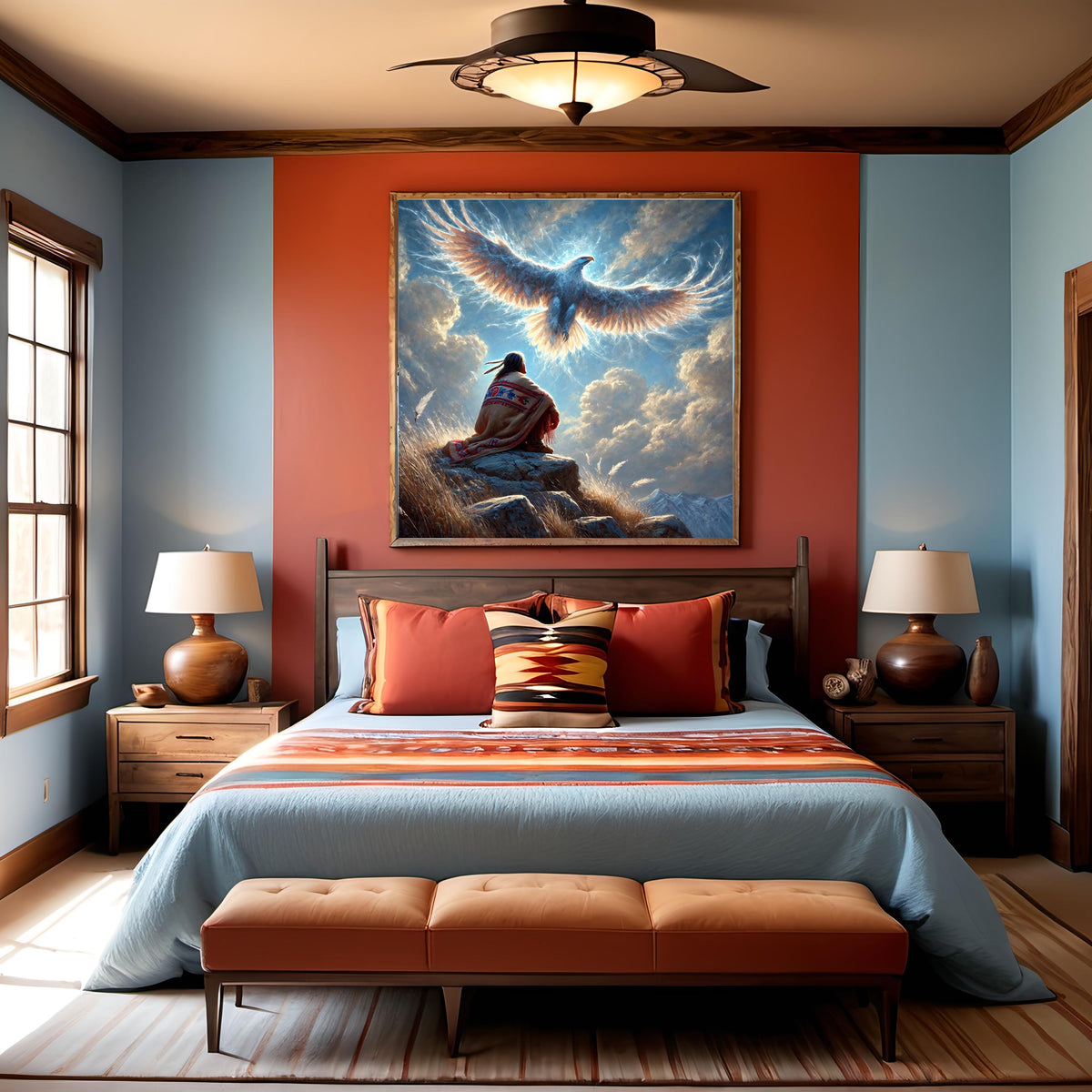 Indigenous Eagle Spirit Vision Oil Painting Native American Spiritual Wall Art Guardian Animal (Printable Digital Download)