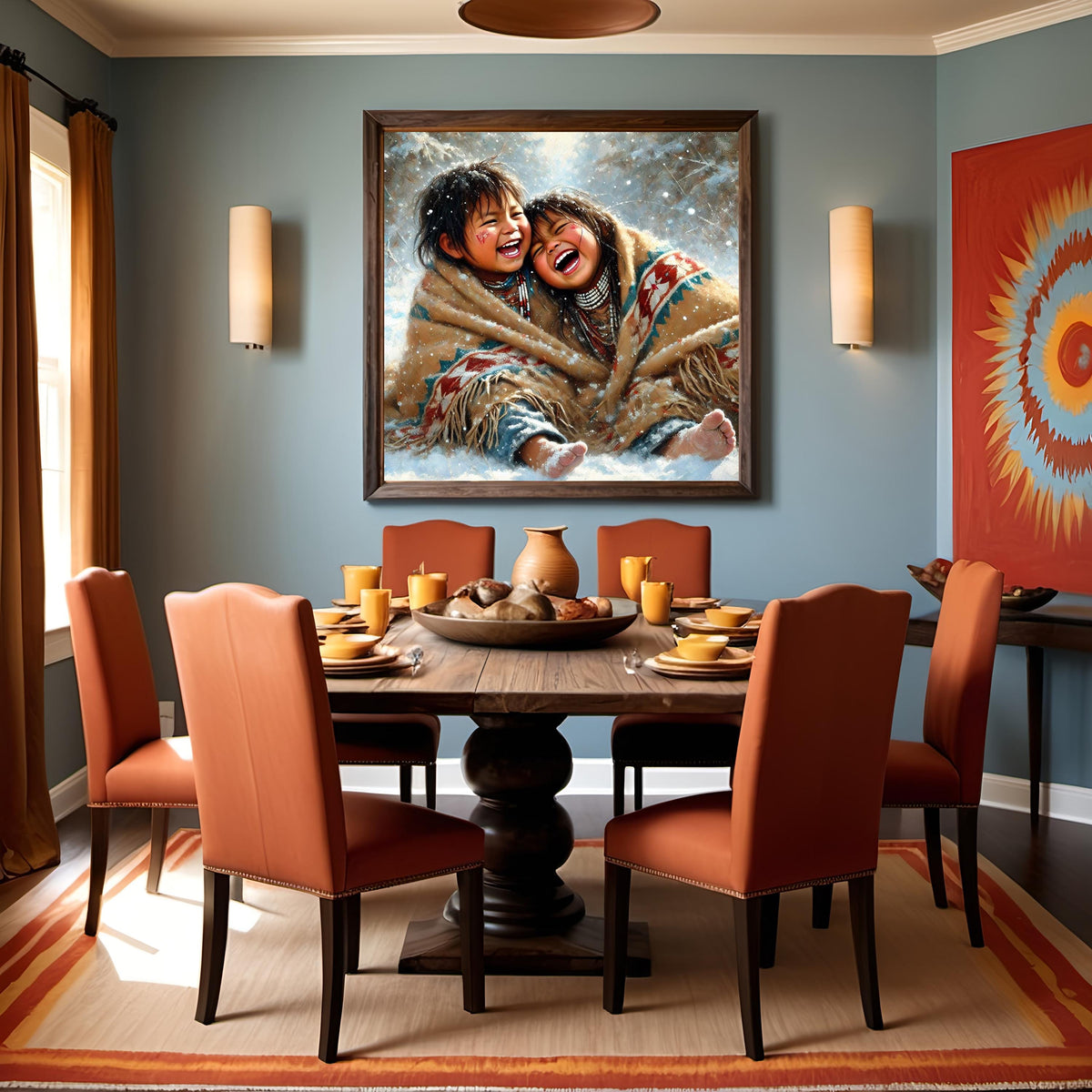 Indigenous Children Winter Joy Art Print (Digital Download)