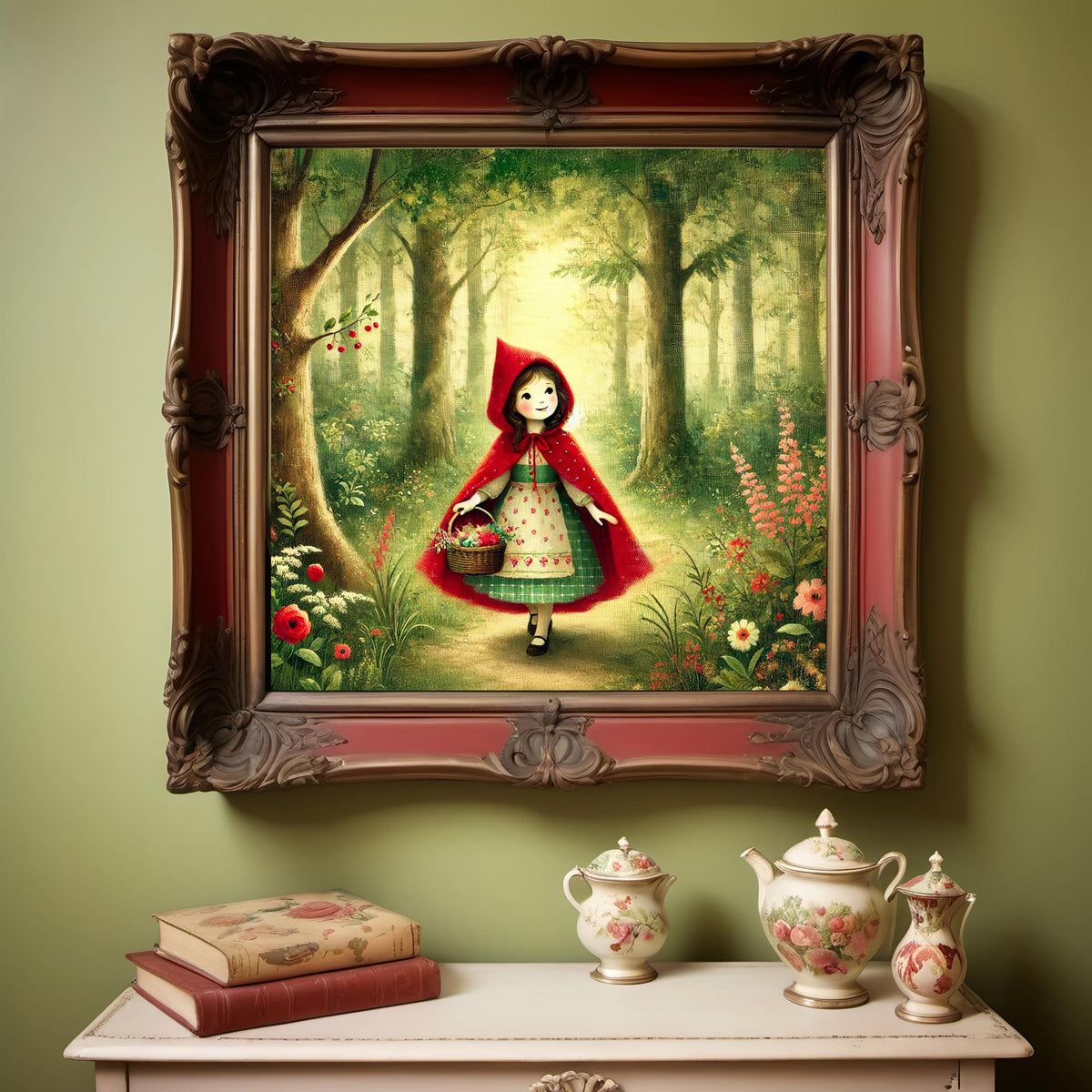 Little Red Riding Hood Print, Vintage Fairy Tale Nursery Art (Digital Download)